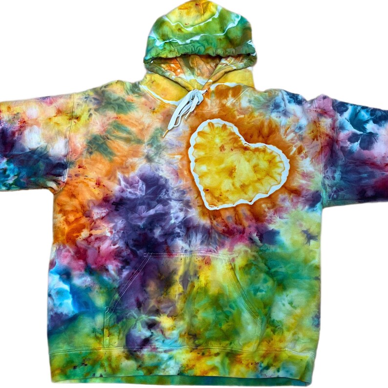 Colorful Heart Hoodie — hand-dyed hoodie