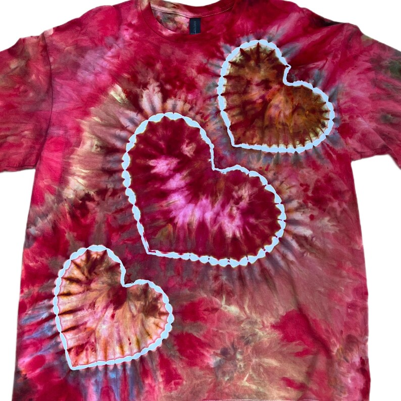 Crimson & Rose Triple Hearts — hand-dyed long sleeve